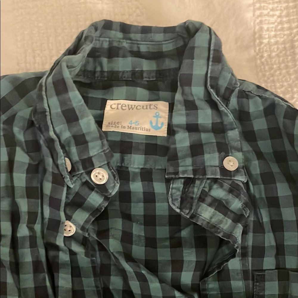 Boys 4-5 Crewcuts Green and Black Casual Button Down Shirt